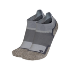 Side view of Unisex OS1st Wellness Performance no-show socks in grey – featuring compression zones for improved circulation, cushioned sole, breathable fabric, and seamless fit.