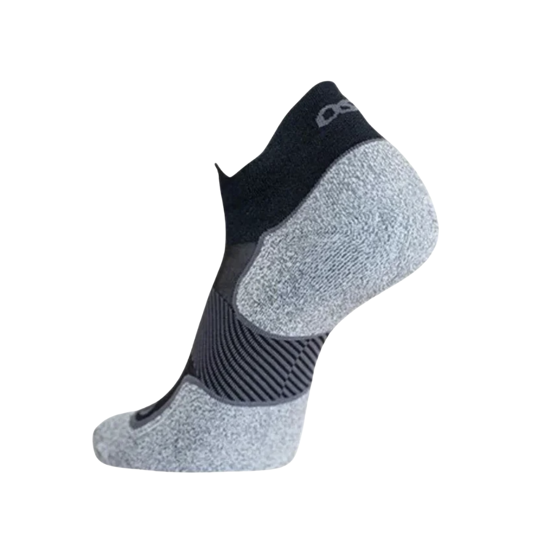 Side View of OS1st AC4 Active Comfort No-Show Sock – featuring lightweight breathable fabric, targeted arch compression for support, and cushioned soles for all-day comfort.