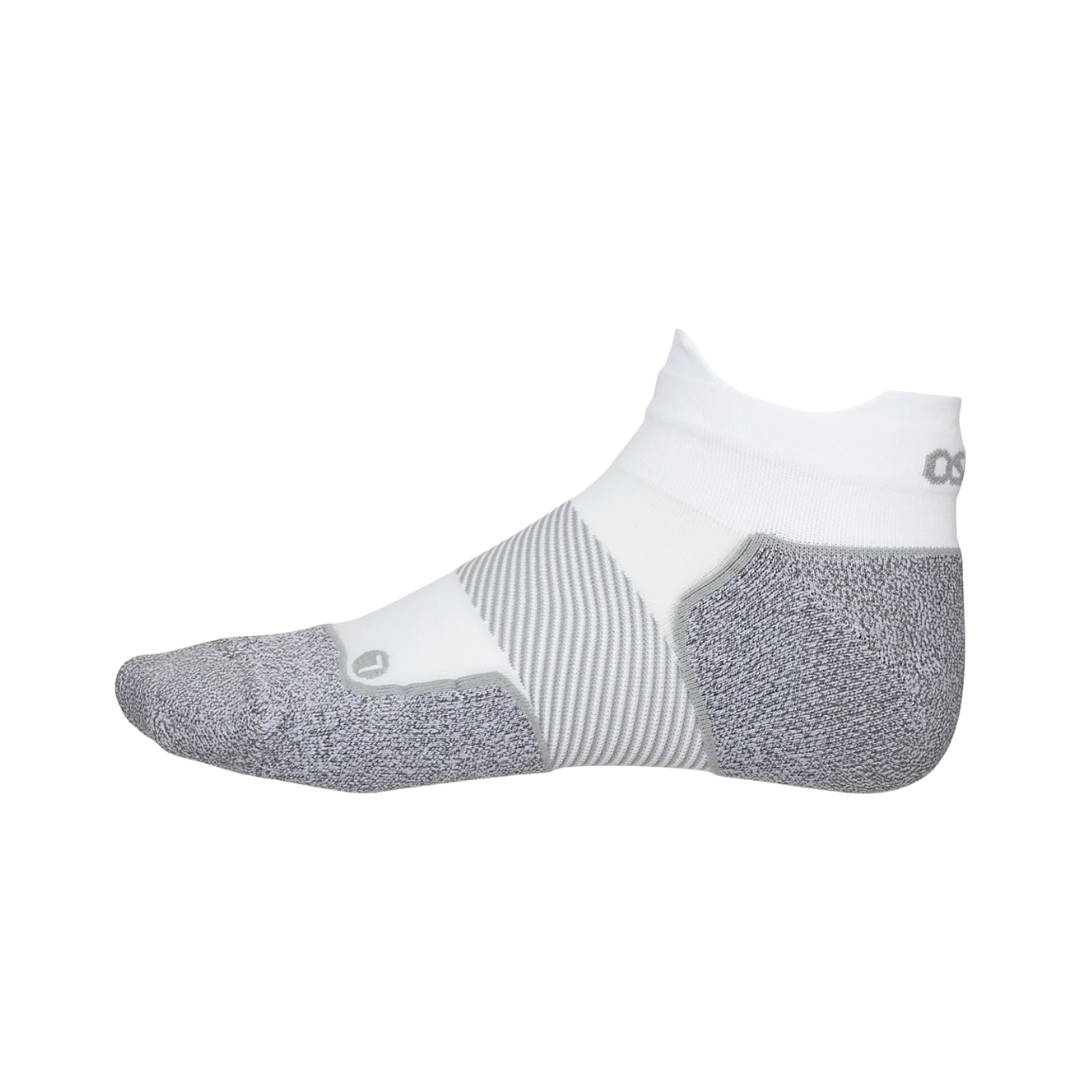 Side View of OS1st AC4 Active Comfort No-Show Sock – featuring lightweight breathable fabric, targeted arch compression for support, and cushioned soles for all-day comfort.