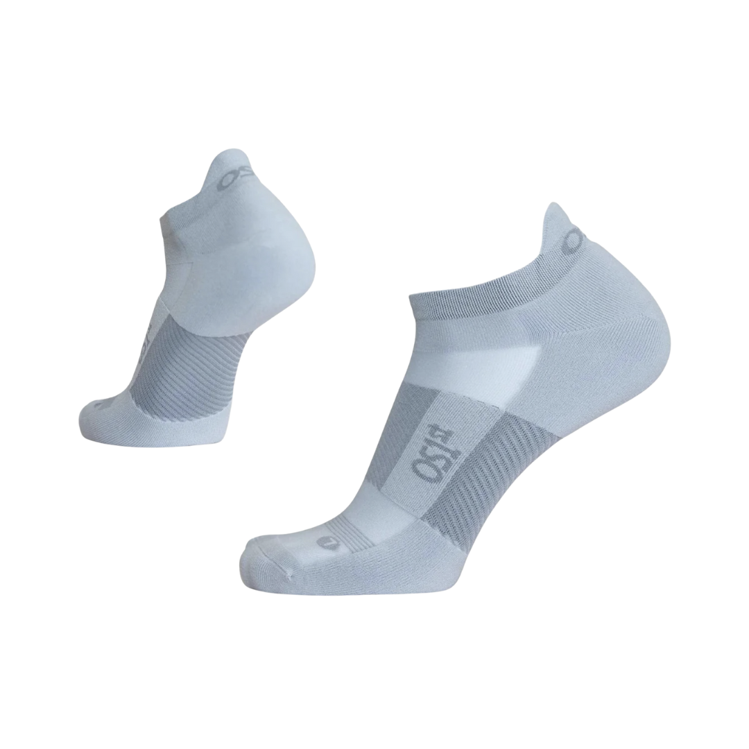 Side View of OS1st TA4 Thin Air No-Show Sock – featuring lightweight, breathable knit fabric, moderate compression for foot stability, and cushioned soles for enhanced comfort.