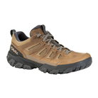 Angled view of Sawtooth X Low hiking shoe in Sandhill – featuring a combination of nubuck leather and mesh upper, cushioned midsole, and high-traction outsole for reliable performance in diverse hiking conditions.
