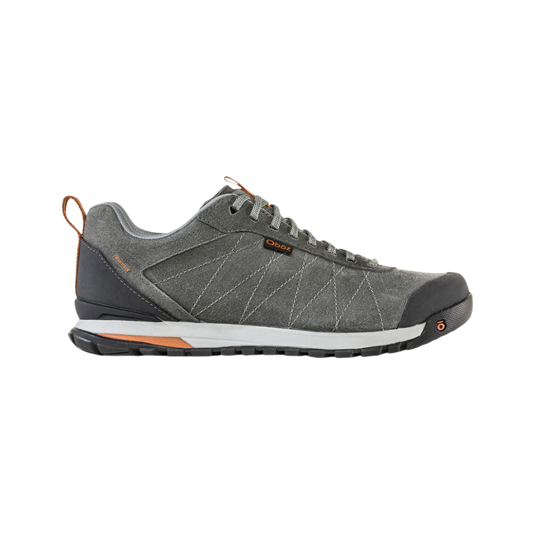 Side view of Men's Bozeman Low shoe in Charcoal – featuring a sleek, low-profile design with recycled textile upper, cushioned midsole for everyday comfort, and a versatile outsole built for urban and light trail use.