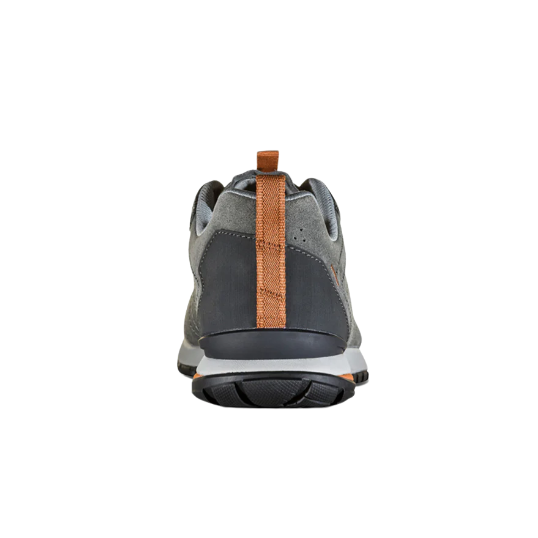 Back view of Men's Bozeman Low shoe in Charcoal – featuring a supportive heel counter, convenient pull-tab, and streamlined design for comfortable everyday movement.