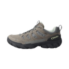 Side view of Women's Sawtooth X B-Dry hiking shoe in Hazy Grey – featuring a waterproof nubuck and textile upper, cushioned midsole for supportive comfort, and an aggressive outsole design ideal for versatile hiking adventures.