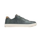 Side View of Men’s Olukai Lae‘Ahi Lī ‘Ili in charcoal – featuring smooth leather construction, cushioned EVA midsoles, and a lightweight rubber outsole.
