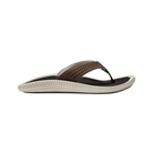 Side View of Men’s Olukai Ulele sandal in dark wood – featuring a lightweight EVA midsole, water-resistant straps, and a non-marking rubber outsole for traction.