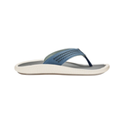 Side View of Men’s Olukai Ulele in slate blue/charcoal – featuring a lightweight EVA midsole, water-resistant straps, and a non-marking rubber outsole for traction.