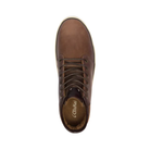 Top View of Men’s Olukai Kekaha casual slide sandal in toffee and off-white – featuring a wide strap design, textured footbed for comfort, and slip-on convenience.