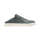 Side View of Men’s Olukai Lae Ahi Li Ili sneaker in charcoal – featuring a premium leather upper, casual low-profile design, and durable non-marking outsole for all-day wear.