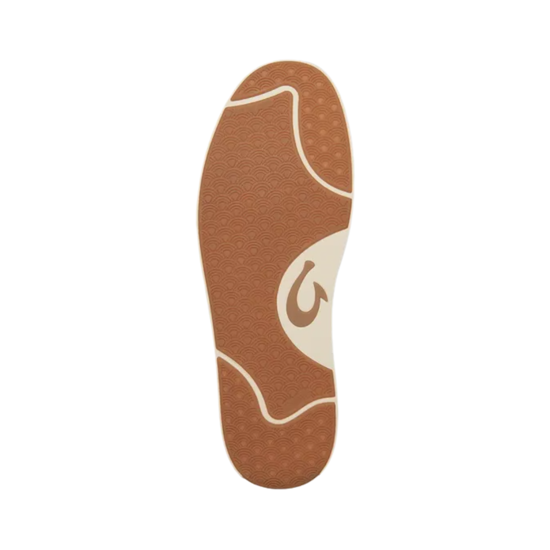 Bottom View of Men’s Olukai Lae Ahi Li Ili sneaker in charcoal – featuring a non-marking rubber outsole, traction pods for grip, and flexible design for comfortable movement.