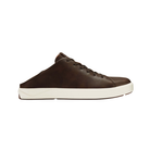 Side view of Men’s Olukai Lae‘Ahi Li ‘Ili sneaker in dark wood – featuring premium leather construction, cushioned footbed, and lightweight rubber outsole for everyday comfort.