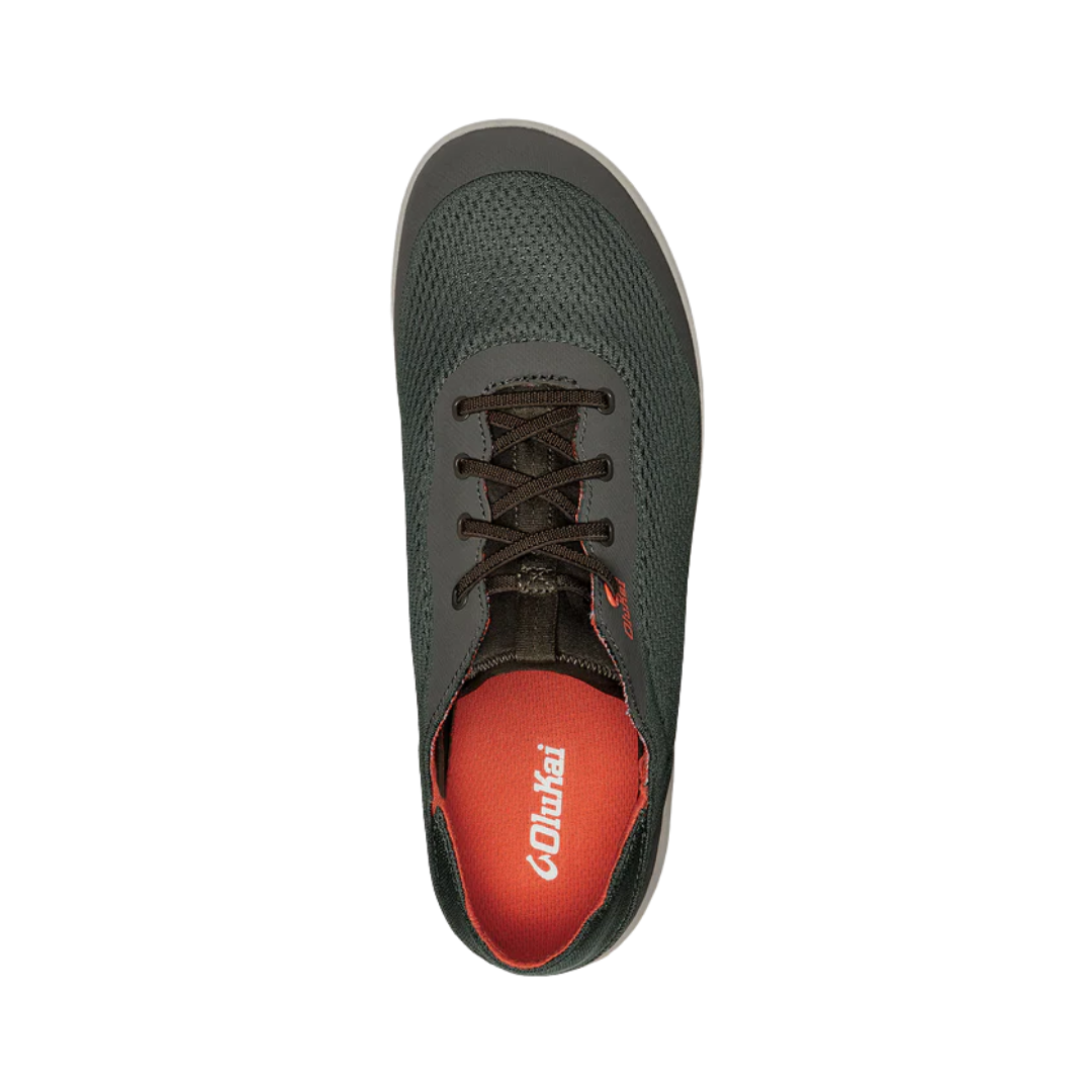 Top View of Men’s Olukai Moku Pae casual sneaker in island salt and koi – featuring a drop-in heel design, quick-drying upper, and anatomical footbed for all-day comfort.