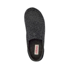 Top View of Men’s Olukai Moloa Hulu slipper in black – featuring a premium suede upper, cozy wool lining, and versatile indoor-outdoor sole.