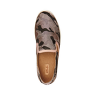 Top View of Women’s Olukai Pehuea Pa‘I slip-on sneaker in soft pink with Ke Au camo – featuring an easy slip-on design, collapsible Drop-In Heel®, and cushioned footbed for versatile wear.