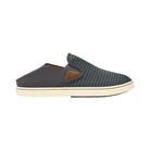 Side View of Women’s Olukai Pehuea slip-on sneaker in pavement – featuring a breathable mesh upper, collapsible Drop-In Heel®, and a cushioned dual-density footbed for all-day comfort.