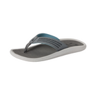 Side view of Men’s Olukai Ulele sandal in stone – features include a water-friendly synthetic strap, cushioned anatomical footbed, wet grip rubber outsole, and lightweight construction built for both land and water use.
