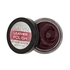 Open container of Ralyn Leather Shoe Polish in rich burgundy shade, showing smooth, creamy polish designed to restore and enhance dark red and burgundy leather shoes.