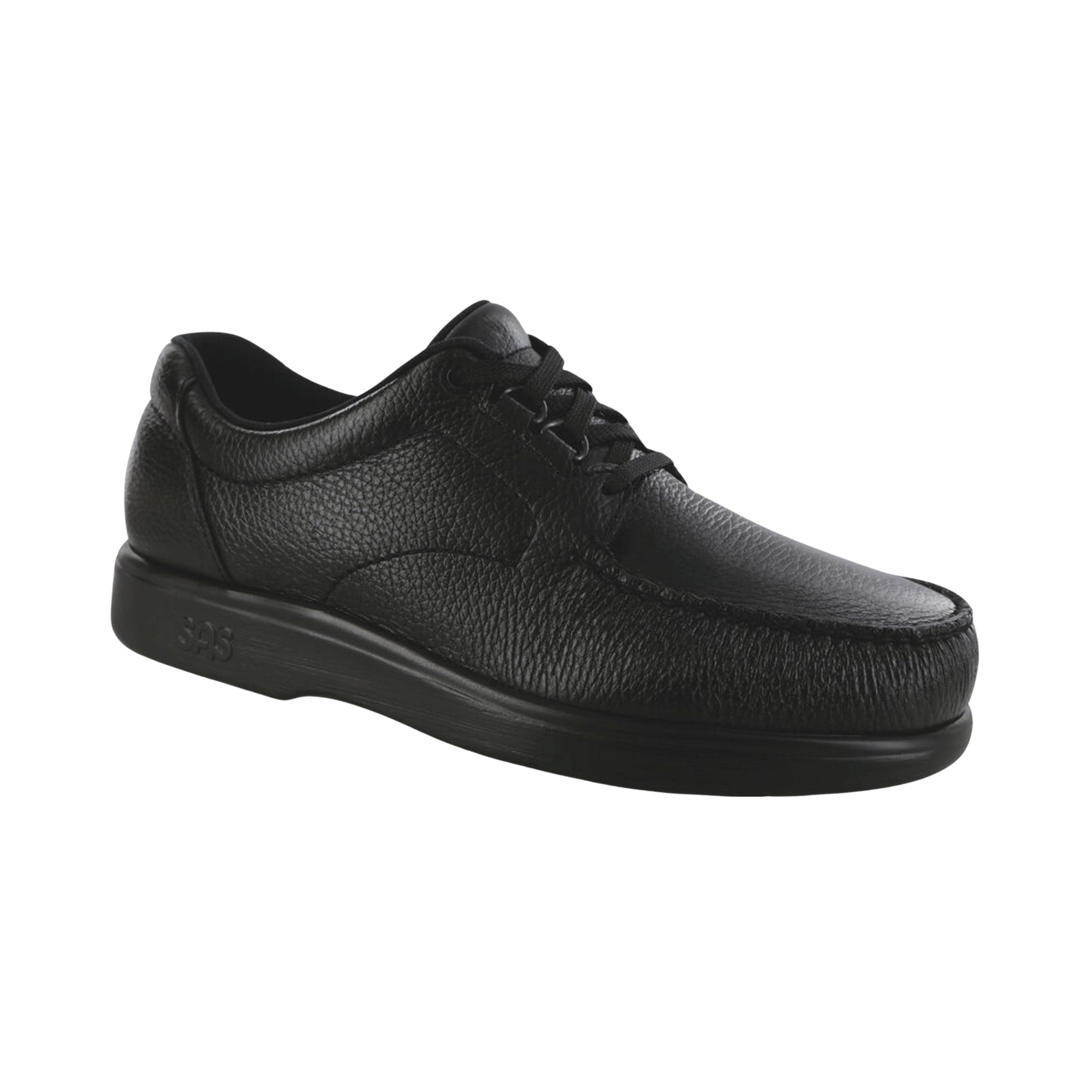 Side view of Men’s SAS Bout Time casual shoe in black – featuring premium leather construction, flexible outsole for natural movement, and cushioned insole for all-day comfort.