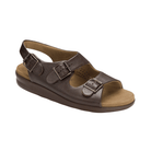 Side view of Women’s SAS Bravo sandal in brown – featuring soft leather straps with adjustable buckles, contoured footbed for arch support, and a lightweight sole for flexible, cushioned steps.