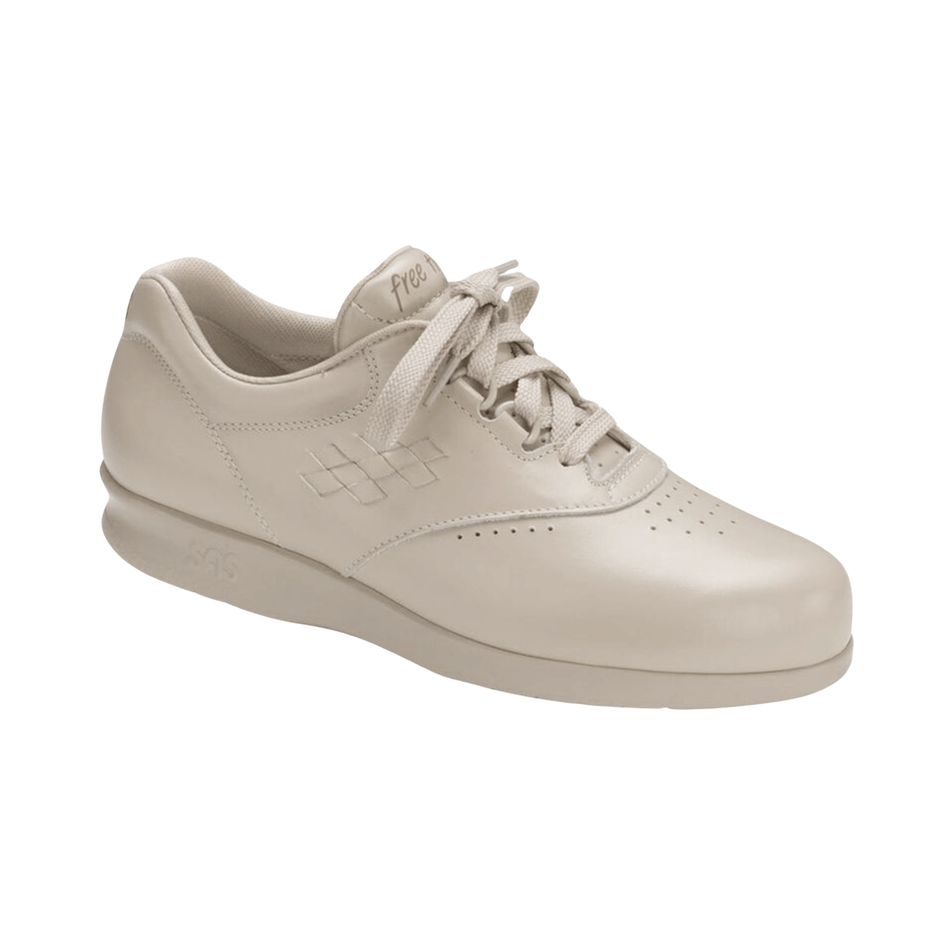Side view of Women’s SAS Free Time walking shoe in bone – featuring hand-stitched detailing, padded collar, and lightweight construction ideal for extended wear.