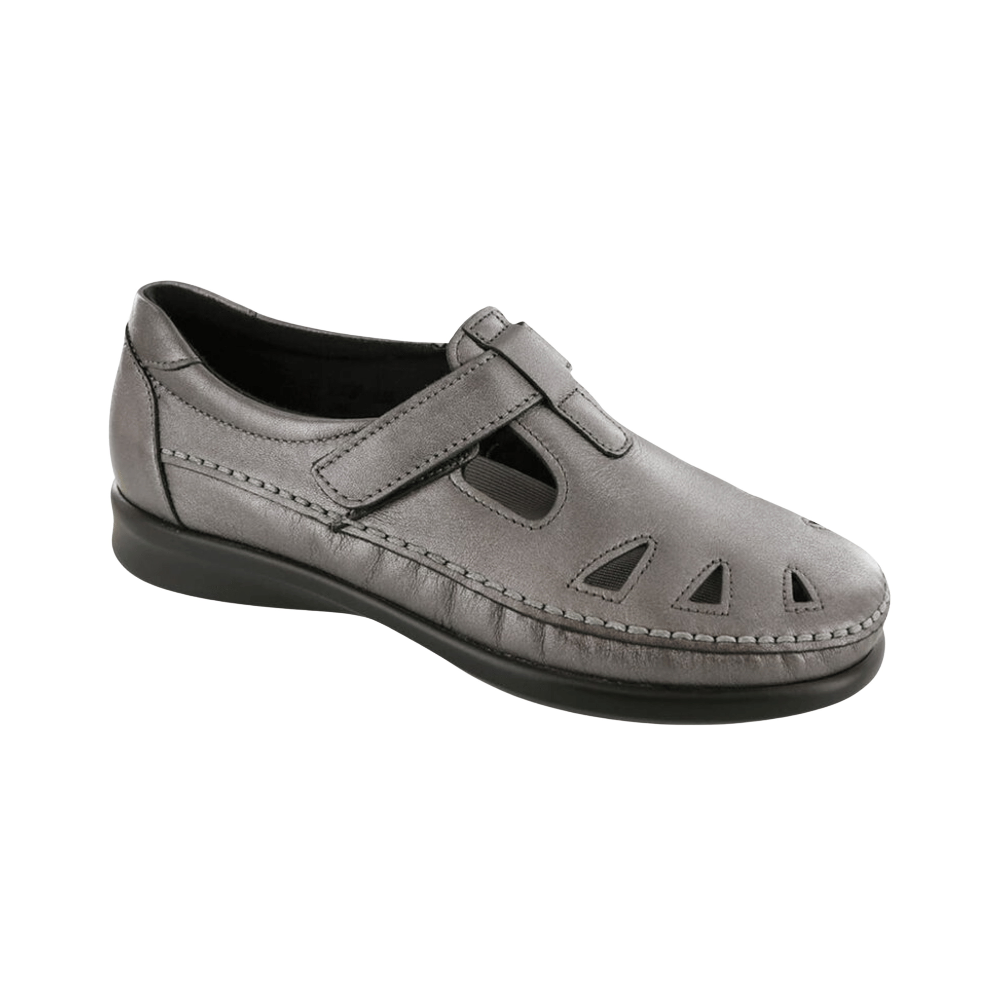 Side view of Women’s SAS Roamer sneaker in santolina – featuring breathable mesh and leather upper, cushioned removable footbed for arch support, and a flexible rubber outsole designed for all-day comfort.