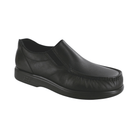 Side view of Men’s SAS Side Gore slip-on shoe in black smooth – featuring a polished leather upper, dual elastic gores for easy on and off, and a cushioned insole for all-day walking comfort.