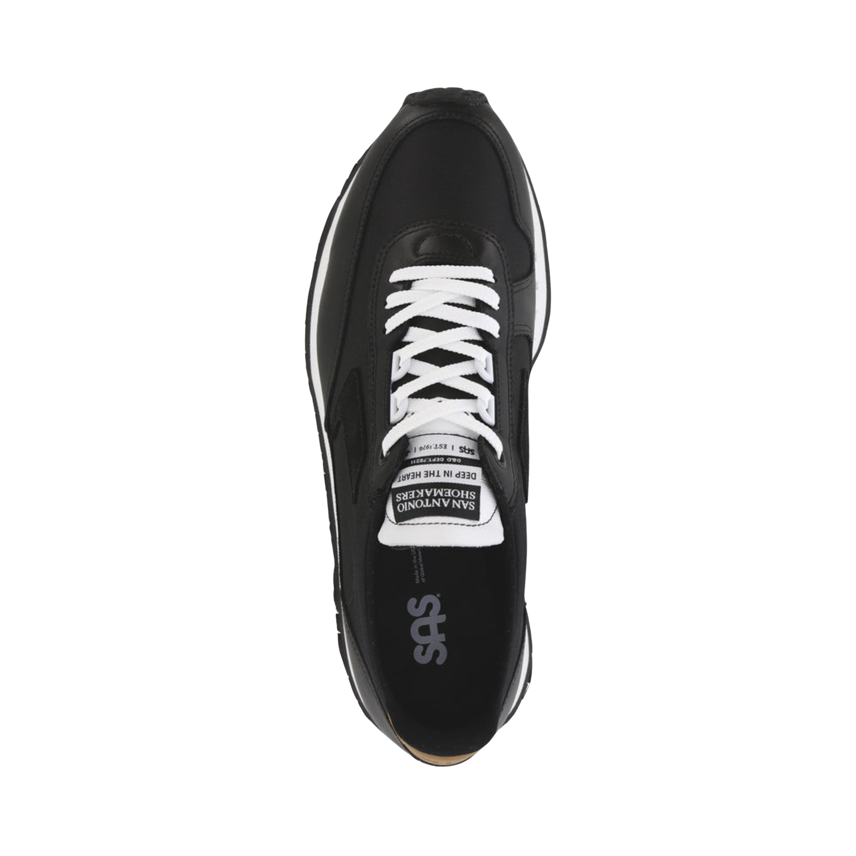 Top view of Men’s SAS 7eventy6ix-Y sneaker in retrograde – featuring a layered suede and mesh upper, padded tongue, and cushioned lining for breathable comfort and secure fit.