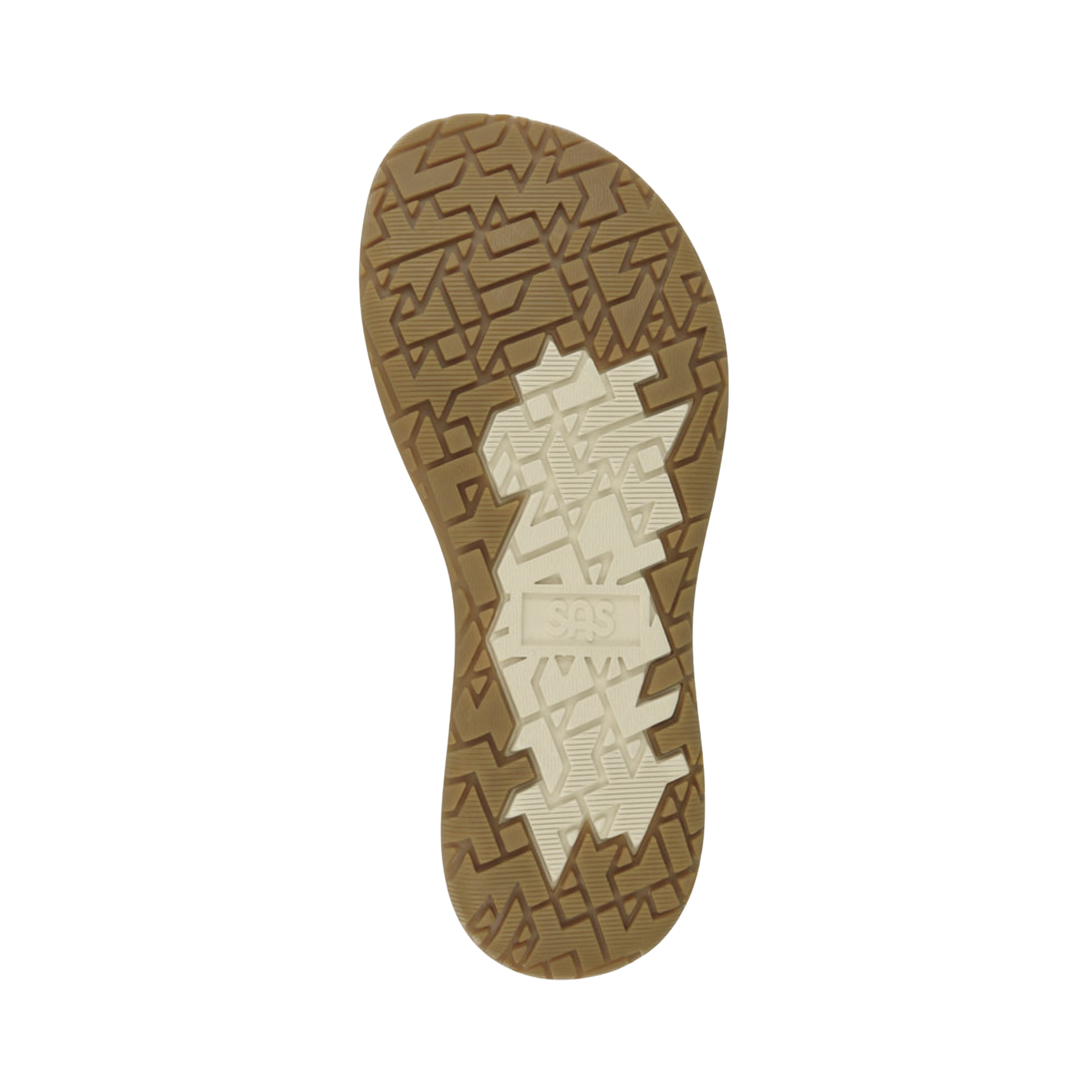 Bottom View of Women’s SAS Boulder sneaker in taupe pink – featuring durable rubber outsole with multidirectional tread for traction and stability on varied surfaces.