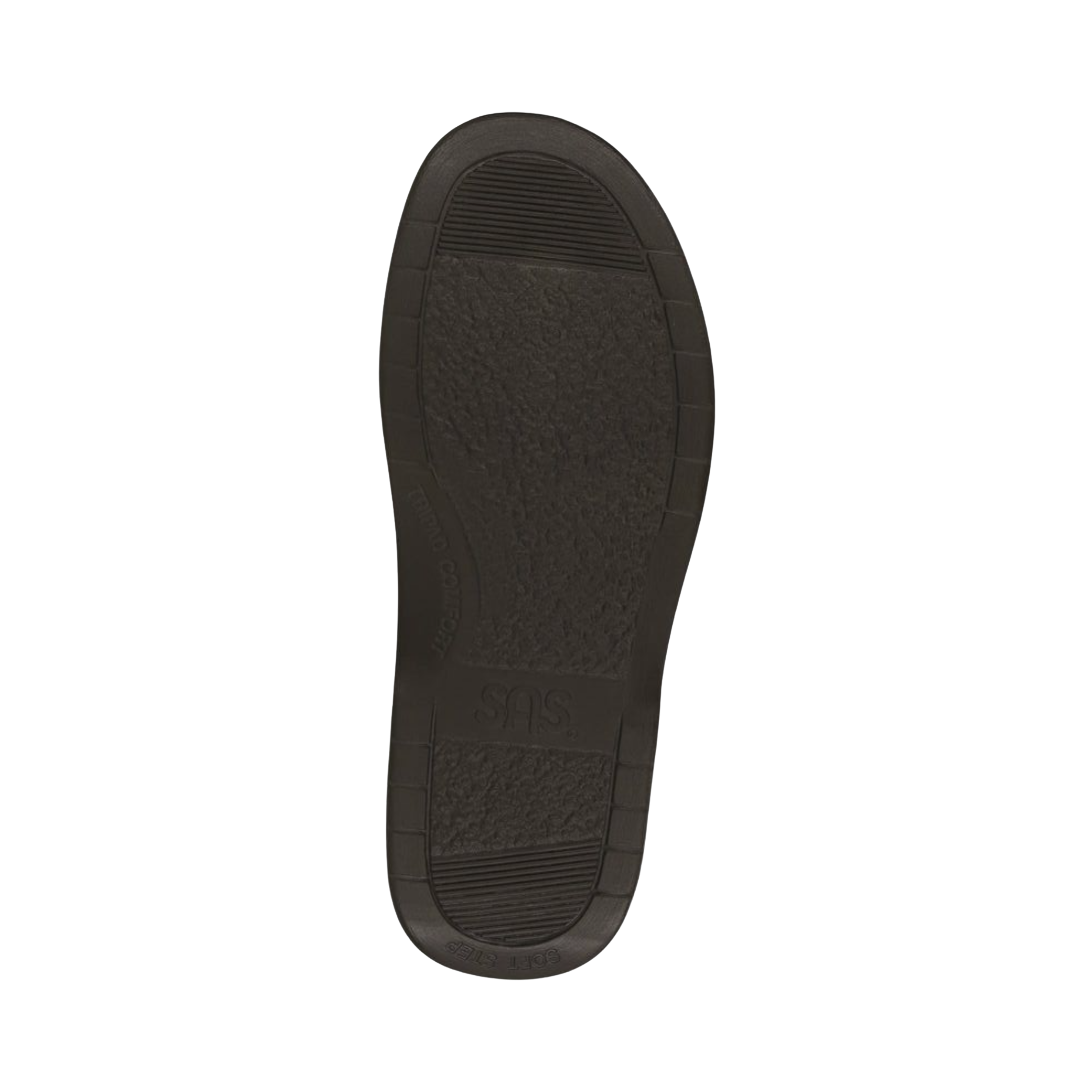 Bottom view of Men’s SAS Bout Time Lux casual shoe in hazel – featuring a durable rubber outsole, shock-absorbing heel, and slip-resistant tread pattern for reliable traction.