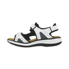 Side View of Women’s SAS Embark Sandal in domino black – featuring ergonomic arch support, flexible sole for natural movement, and padded heel strap for comfort.