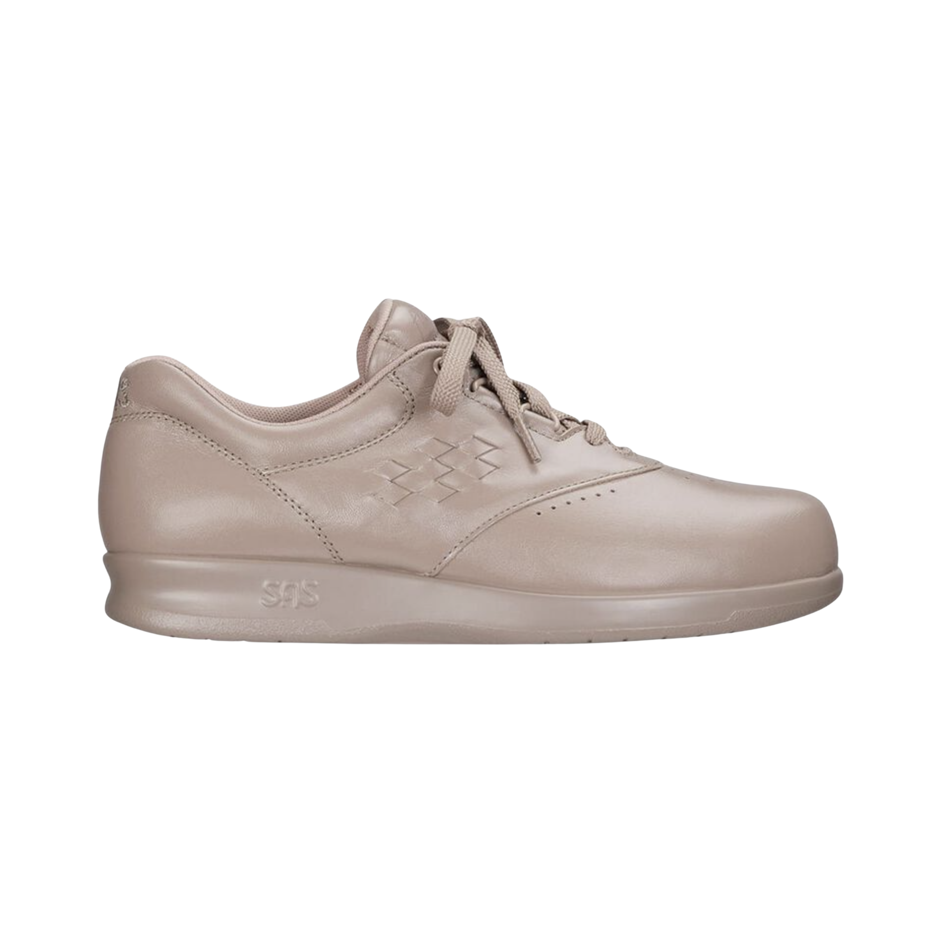 Side View of Women’s SAS Free Time slip-on shoe in mocha – featuring lightweight design with elastic side panels for easy on and off, supportive midsole cushioning, and smooth leather finish.