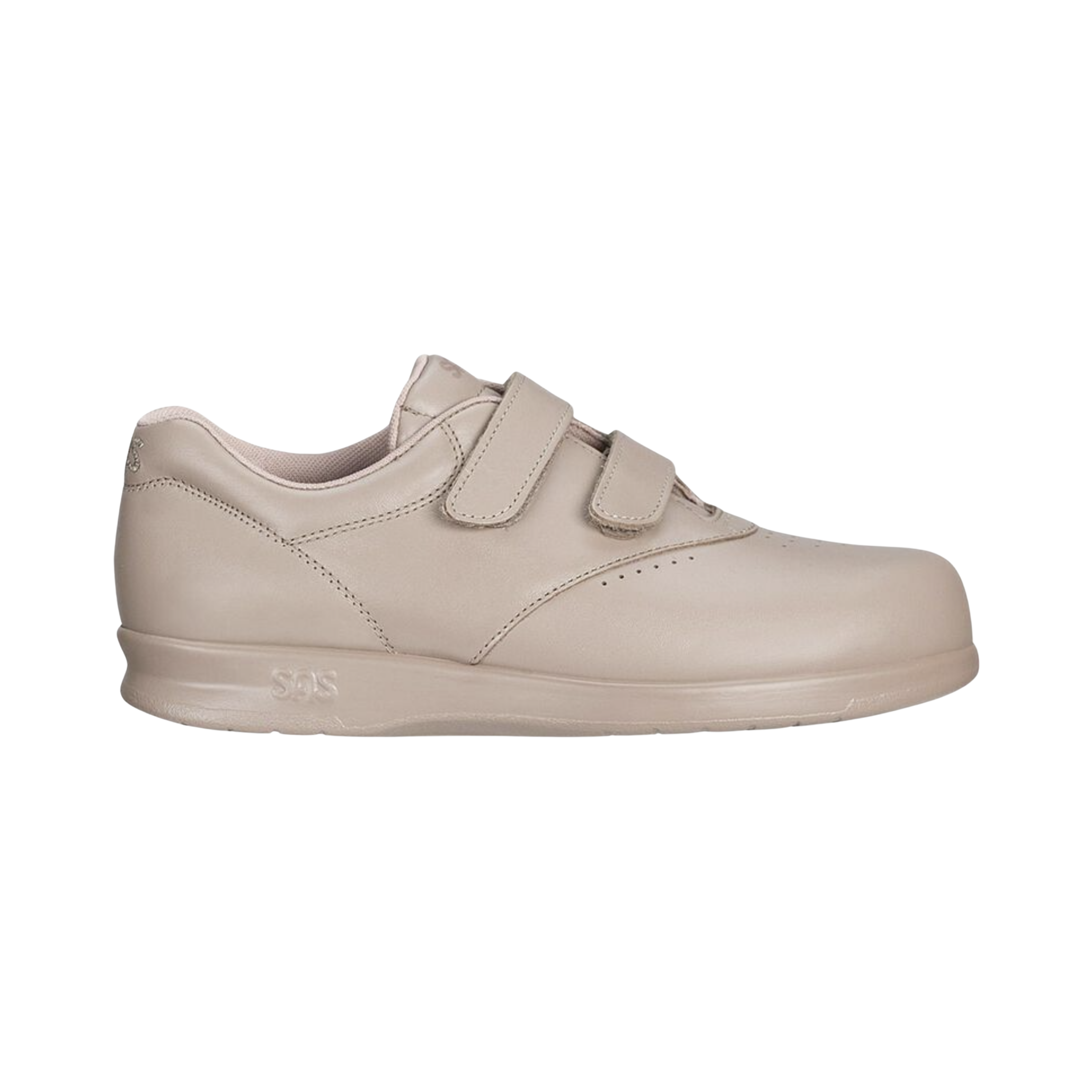Side View of Women’s SAS Me Too slip-on shoe in mocha – featuring soft leather upper, memory foam cushioned footbed, and flexible rubber outsole for comfort and support.