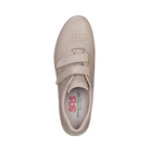 Top View of Women’s SAS Me Too slip-on shoe in mocha – featuring rounded toe box, smooth leather finish, and clean stitching details.