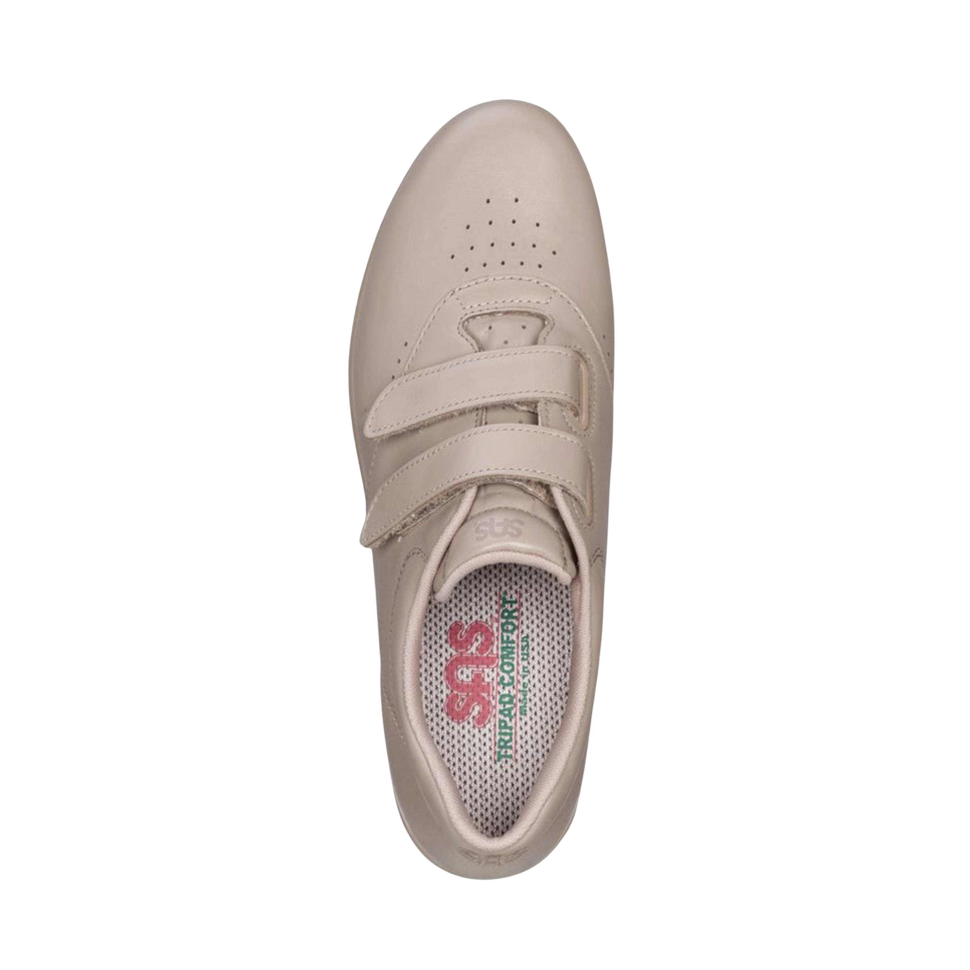 Top View of Women’s SAS Me Too slip-on shoe in mocha – featuring rounded toe box, smooth leather finish, and clean stitching details.