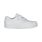 Side View of Women’s SAS Me Too slip-on shoe in white – featuring soft leather upper, cushioned footbed with memory foam, and flexible rubber outsole for all-day comfort.