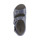 Top View of Women’s SAS Relaxed Sandal in silver blue – featuring soft leather straps with adjustable buckle, memory foam footbed for plush cushioning, and breathable lining for moisture control.