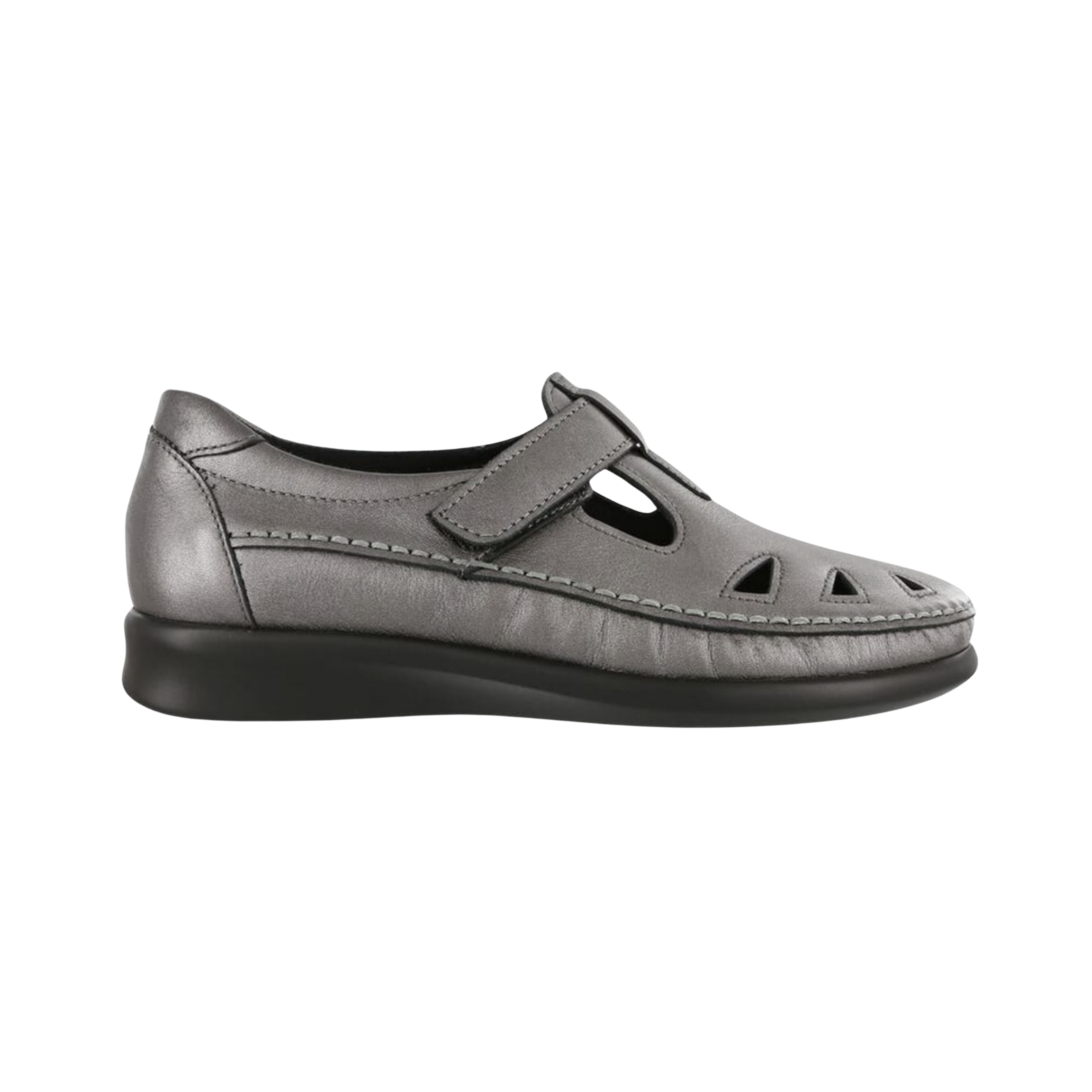 Side View of Women’s SAS Roamer Santolina walking shoe in santolina – featuring premium leather upper, breathable mesh panels for ventilation, and cushioned footbed for all-day comfort.