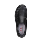 Top View of men's SAS Side Gore slip-on shoe in black smooth leather – showcases cushioned footbed with arch support, spacious toe box, and padded collar for lasting comfort.