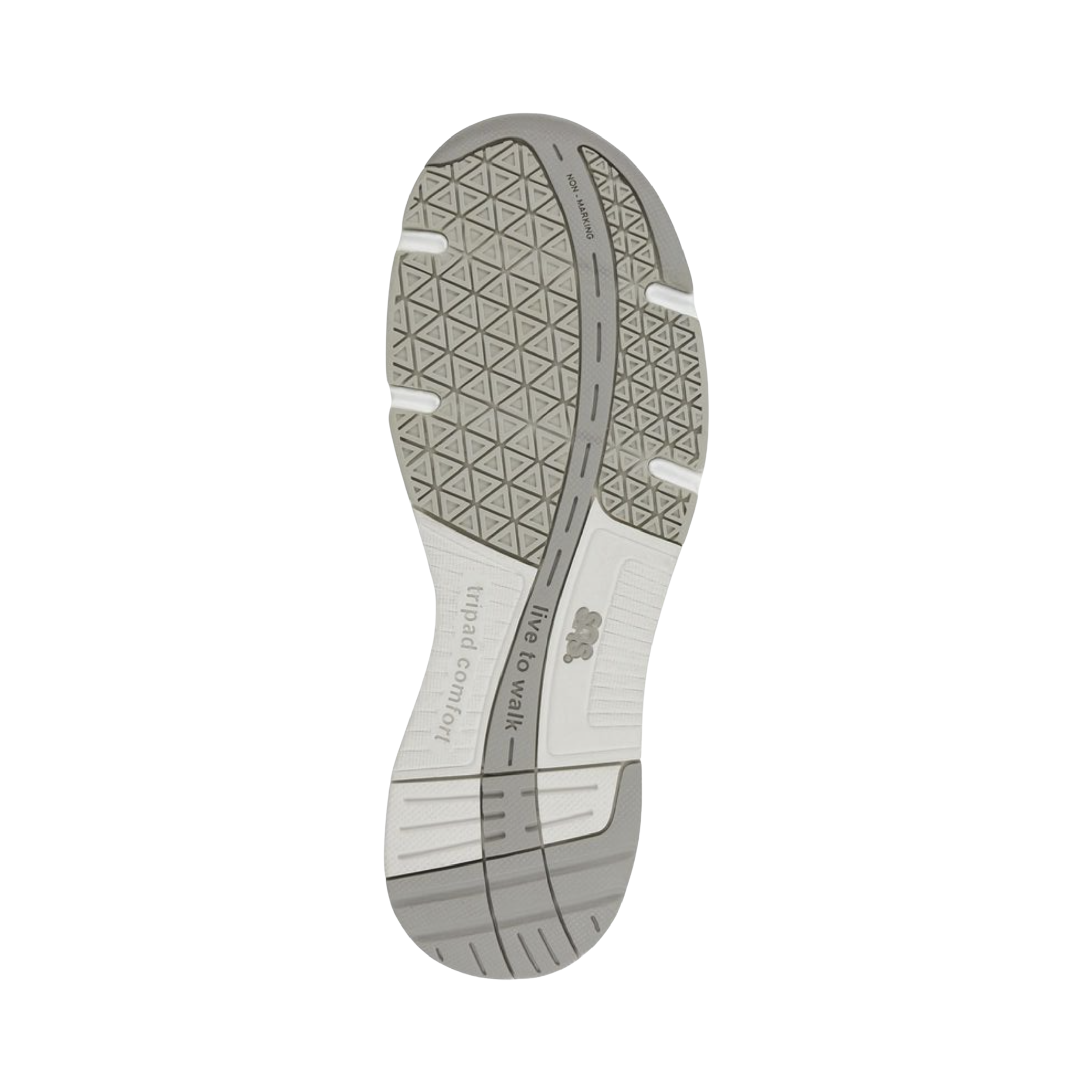 Bottom View of Women’s SAS Tour Mesh Sneaker in blue – featuring durable rubber outsole with enhanced traction and stability on various surfaces, designed for long-lasting wear.