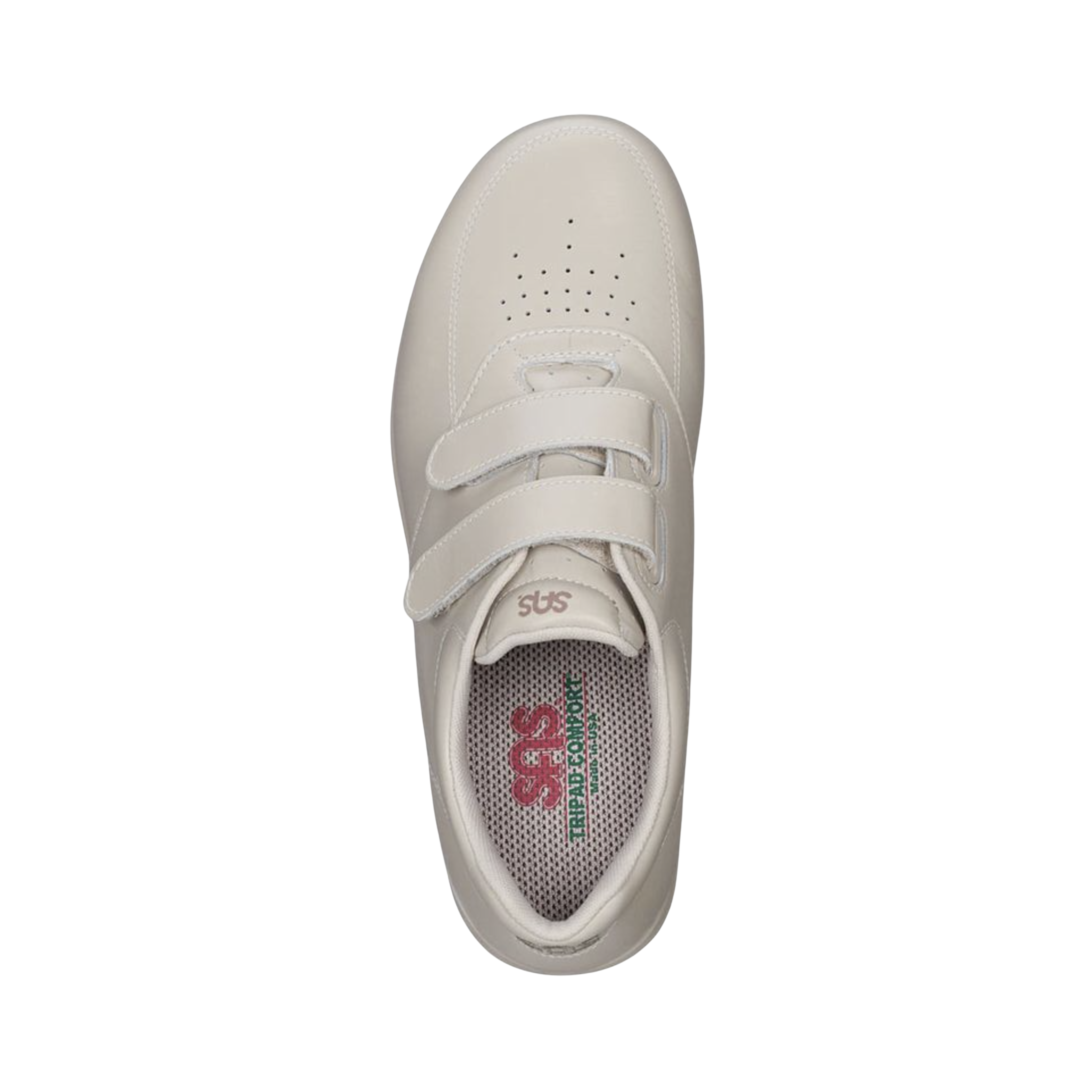 Top View of Men’s SAS VTO sneaker in bone – featuring breathable mesh upper with supportive overlays, cushioned removable footbed with arch support, and padded tongue for enhanced comfort.