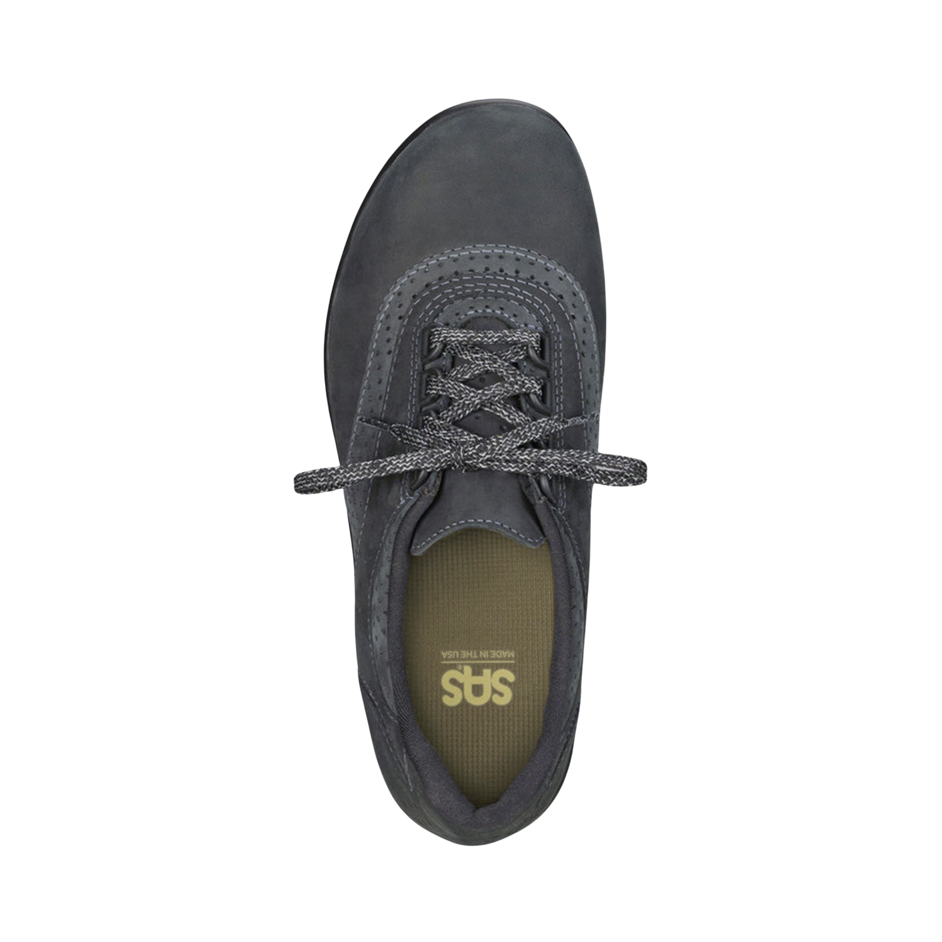 Top View of Women’s SAS Walk Easy in nero – featuring soft leather upper, cushioned footbed for all-day comfort, and breathable lining to keep feet dry.