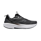 Side view of Women’s Saucony Echelon 9 in Black/White – featuring a full-length PWRRUN cushioned midsole, engineered mesh upper in black, and a stable, neutral platform with white midsole contrast for everyday support.
