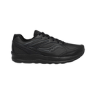 Side View of Men’s Saucony Echelon Walker 3 Walking Shoe in Black – Features include PWRRUN cushioning for long-lasting comfort, supportive leather upper for durability, and stable platform for enhanced balance.