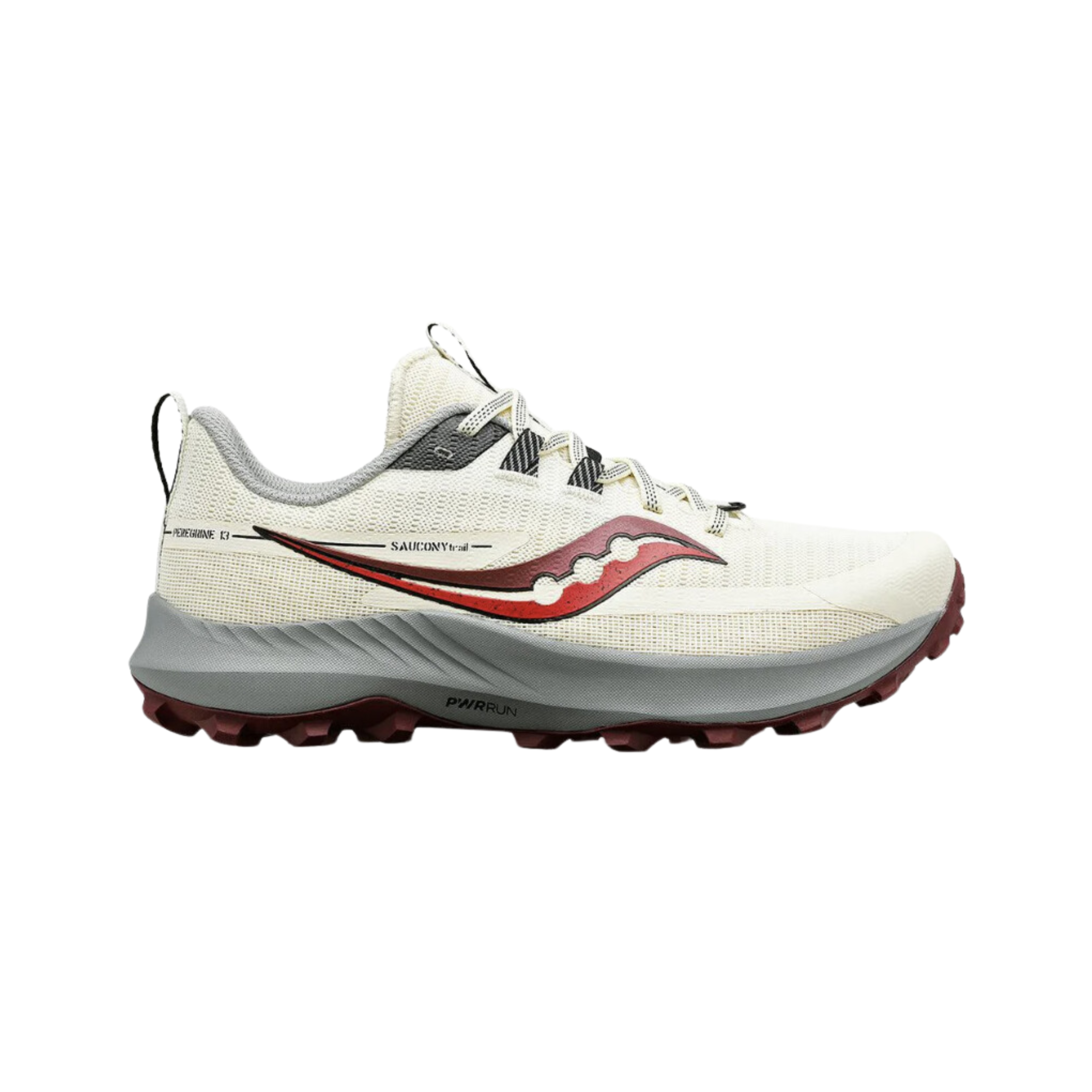 Front view of Women’s Saucony Peregrine 13 in Glow/Sundown – featuring a breathable mesh toe box in vibrant glow yellow, reinforced overlays for trail protection, and contrasting sundown red laces for a secure and dynamic fit.