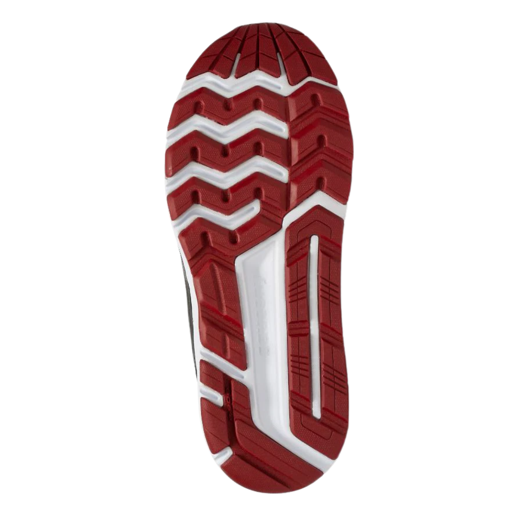 Bottom view of Men’s Saucony Echelon 8 in Black/White – featuring a durable TRI-FLEX rubber outsole with flexible tread pattern, reinforced high-wear zones, and a stable platform built for walking or running.