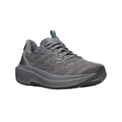 Angled view of Men’s Saucony Echelon 9 in Asphalt – featuring a dark grey breathable upper, plush PWRRUN midsole, orthotic-compatible fit, and a neutral, functional design ideal for walkers and runners who need reliable cushioning and space.