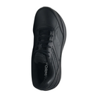Top view of Men’s Saucony Echelon Walker 3 in Black – featuring a padded tongue and collar, smooth black leather construction, traditional lace-up closure, and spacious fit designed to accommodate custom orthotics and wide feet.