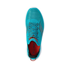 Top View of Men’s Saucony Kinvara 14 Running Shoe in Agave/Lava – Features include breathable engineered mesh upper, secure lace-up system, and lightly padded collar for comfort and fit.