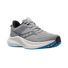 Angled view of Men’s Saucony Tempus in Alloy/Topaz – featuring a modern design with breathable mesh, responsive and stable cushioning platform, and soft alloy and topaz tones built for comfort, control, and long-distance performance.