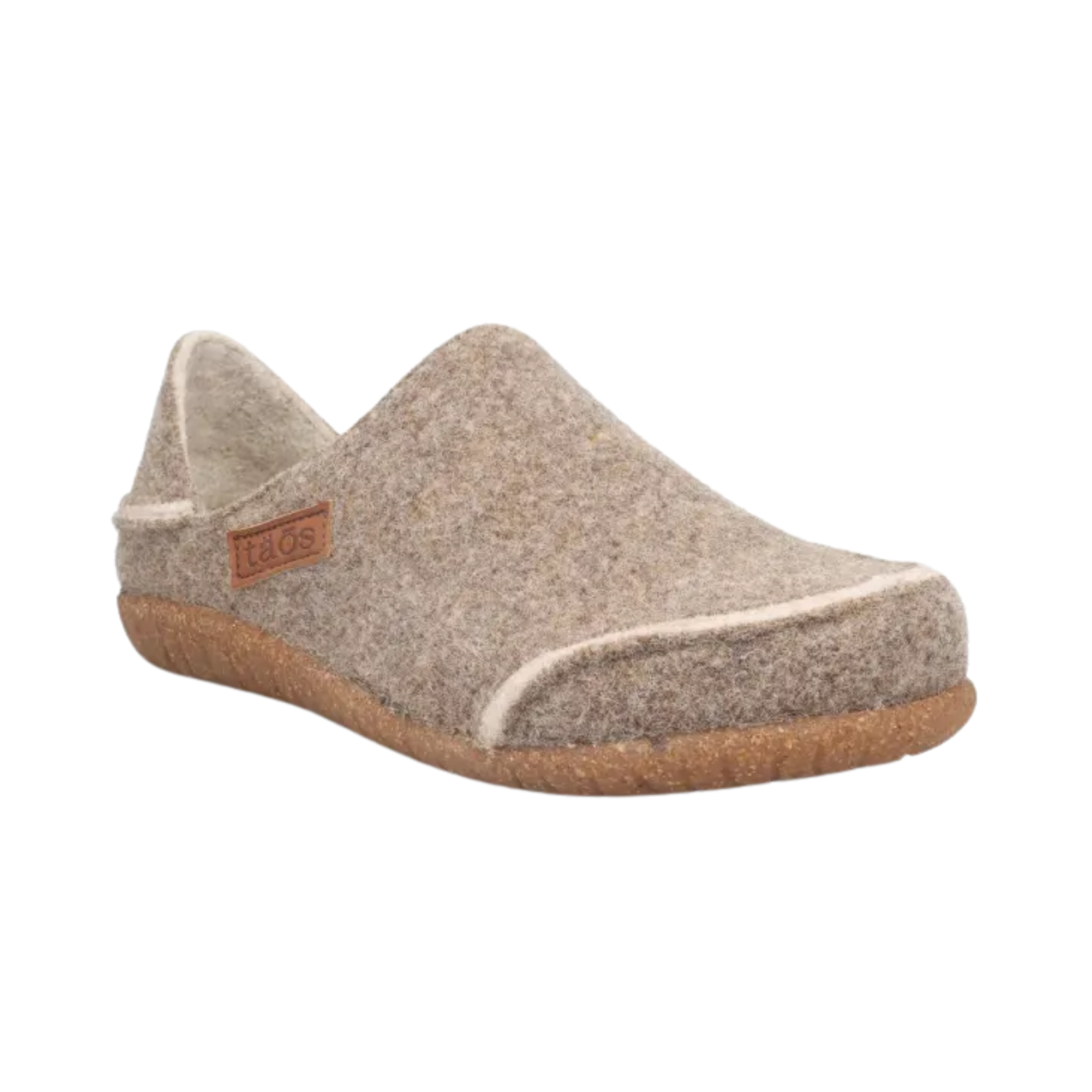 Side view of Women’s Taos Convertawool in Warm Sand – Featuring a cozy wool upper, comfortable slip-on design, and durable construction for all-day wear.